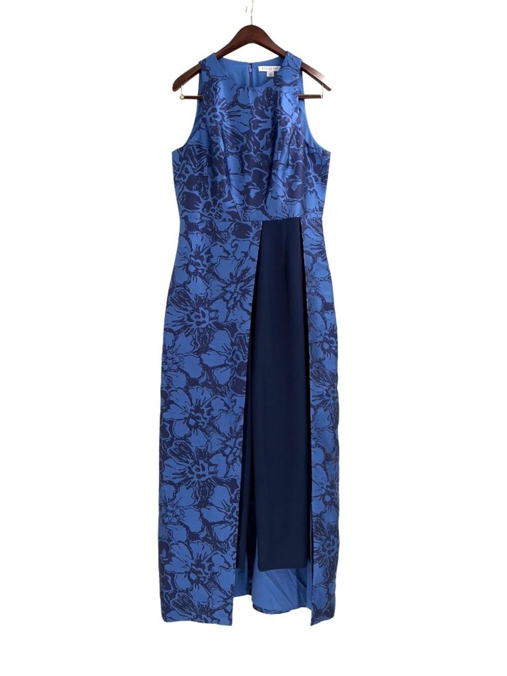 Kay Unger Dakota Floral Jacquard Jumpsuit Gown Womens 12 Formal Elegant Slit